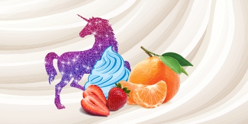 Einhorneis: Erdbeere - Mandarine mit Knusper